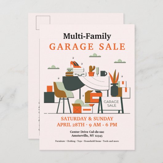 Carte postale de vente de garage (Devant / Derrière)