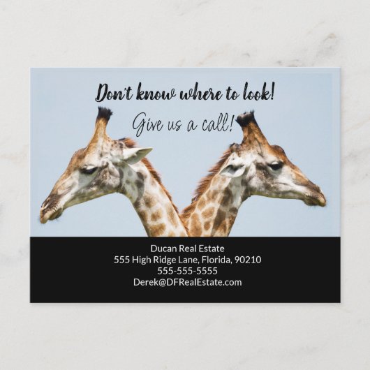 Carte postale de vente immobilière de girafe (Devant)