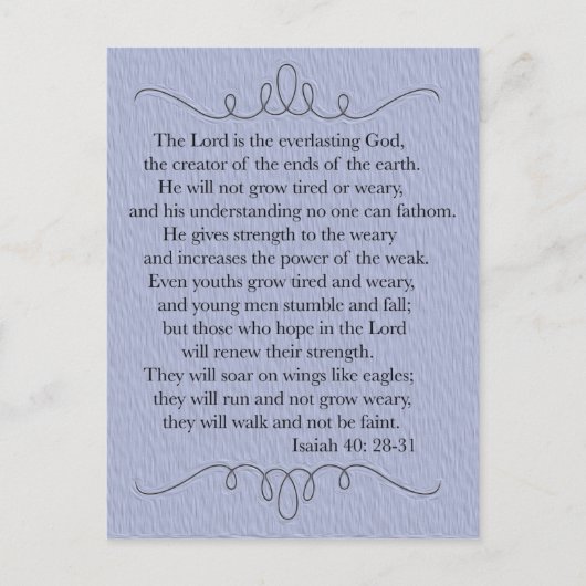 Carte postale de verset biblique chrétien bleu (Devant)