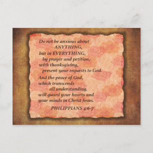 Carte postale de verset biblique d'anxiété florale