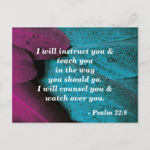Carte postale de verset biblique Psaume 32:8 Ensei