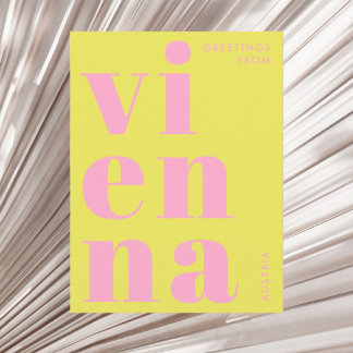 Carte postale de Vienne Autriche typographie jaune