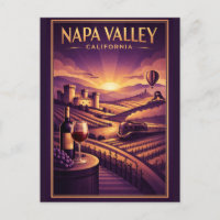 Carte postale de vin vintage rétro Napa Valley Cal