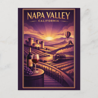 Carte postale de vin vintage rétro Napa Valley Cal