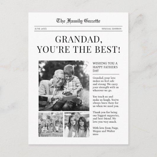 Carte postale de vœu pour la fête des pères de gra (Devant)