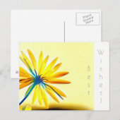 Carte postale de vœux avec fleur jaune (Devant / Derrière)