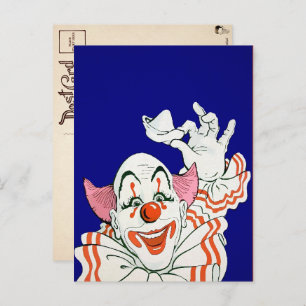 Carte postale de voeux clownesque vintage