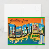 Carte postale de vœux colorée de Boston (Devant / Derrière)