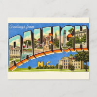 Carte postale de voeux colorée Raleigh NC