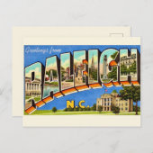 Carte postale de voeux colorée Raleigh NC (Devant / Derrière)