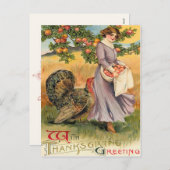 Carte postale de voeux d'action de grâces vintage (Devant / Derrière)