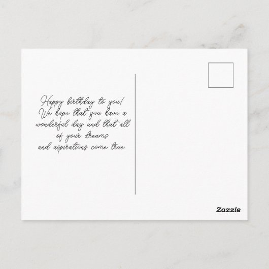 Carte postale de vœux d'anniversaire avec gâteau r (Dos)