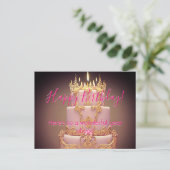 Carte postale de vœux d'anniversaire avec un gâtea (Debout devant)