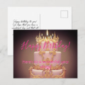 Carte postale de vœux d'anniversaire avec un gâtea (Devant / Derrière)