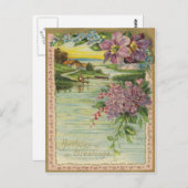 Carte postale de voeux d'anniversaire vintage (Devant / Derrière)