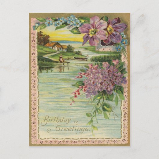 Carte postale de voeux d'anniversaire vintage (Devant)