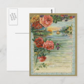 Carte postale de voeux d'anniversaire vintage (Devant / Derrière)