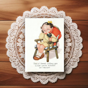 Carte postale de vœux d'anniversaire vintage début