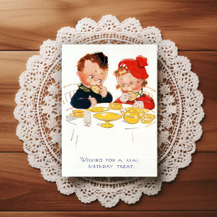 Carte postale de vœux d'anniversaire vintage début