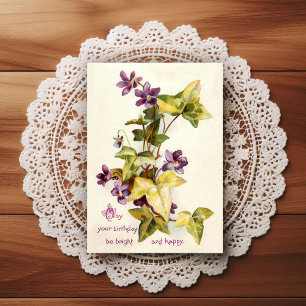 Carte postale de vœux d'anniversaire vintage début