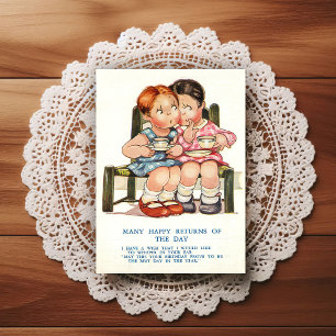 Carte postale de vœux d'anniversaire vintage du dé