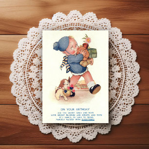 Carte postale de vœux d'anniversaire vintage du dé