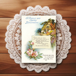 Carte postale de vœux d'anniversaire vintage du dé