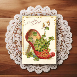 Carte postale de vœux d'anniversaire vintage du dé