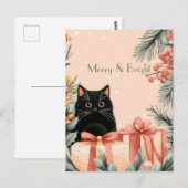 Carte postale de voeux de Noël festive et élégante (Devant / Derrière)