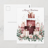 Carte postale de voeux de Noël festive et élégante (Devant / Derrière)