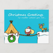 Carte postale de voeux de Noël père Noël et Reinde (Devant)