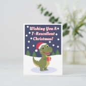 Carte postale de voeux de Noël T-rex (Debout devant)