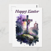 Carte postale de voeux de Pâques aquarelle (Devant / Derrière)