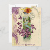 Carte postale de voeux de Pâques vintages (Devant / Derrière)