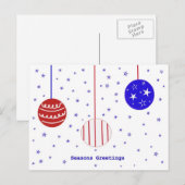 Carte postale de voeux de saison Rouge, Blanc & Bl (Devant / Derrière)