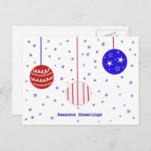 Carte postale de vœux de saison Rouge, Blanc & Ble (Devant / Derrière)