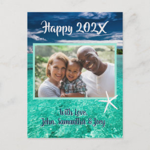 Carte postale de vœux du Nouvel An à l'eau turquoi