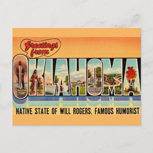 Carte postale de vœux Oklahoma vintage (Devant)