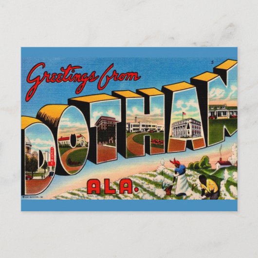 Carte postale de voeux rétro de Dothan AL (Devant)