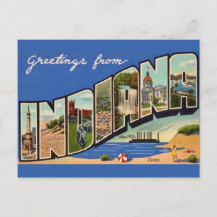 Carte postale de vœux rétro Indiana