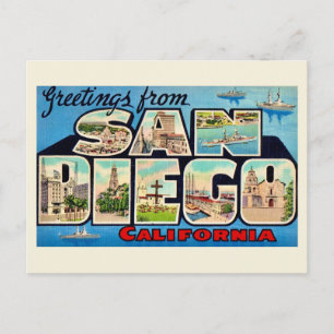 Carte postale de voeux rétro San Diego