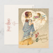 Carte postale de voeux Valentine vintage (Devant / Derrière)