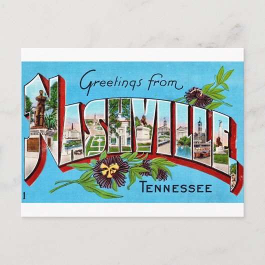 Carte postale de vœux vintage de Nashville (Devant)