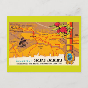 Carte postale de voeux vintage de San Juan