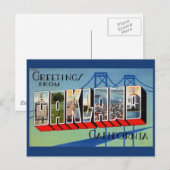 Carte postale de voeux Vintage Oakland California (Devant / Derrière)