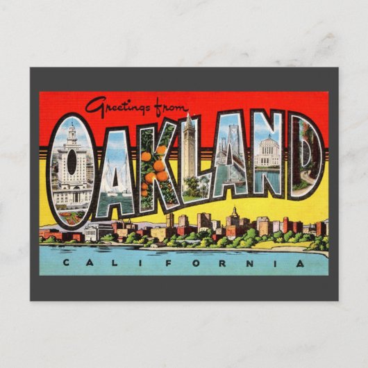 Carte postale de voeux Vintage Oakland California (Devant)