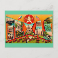 Carte postale de vœux vintage Texas