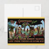 Carte postale de vœux vintage Wisconsin (Devant / Derrière)