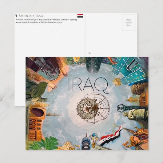 Carte postale de voyage à Bagdad, Irak (Devant / Derrière)