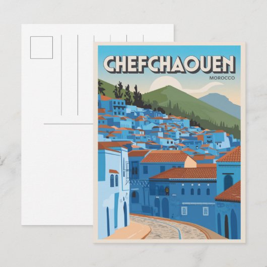 Carte postale de voyage à Chefchaouen, Maroc, cade (Devant / Derrière)